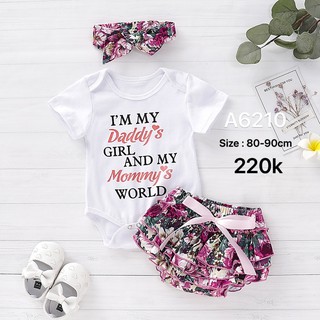 Body suit bé gái áo trắng + Quần hoa tầng