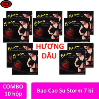 Combo 10 hộp bao cao su Strom Bi dâu