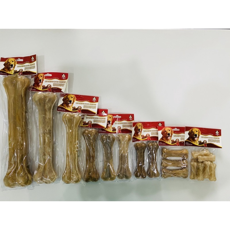 Xương gặm da bò giúp sạch răng, sạch mảng bám cho cún cưng. Có 8 size cho các sen lựa chọn.