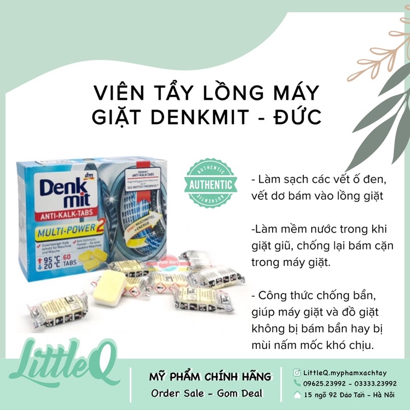 VIÊN TẨY LỒNG MÁY GIẶT DENKMIT - ĐỨC HỘP 60v