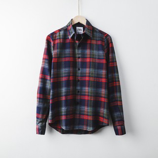 Áo sơ mi nam dài tay ZARA caro ĐỎ XANH vải Dạ Mỏng cao cấp - Phong Cách Trẻ Trung