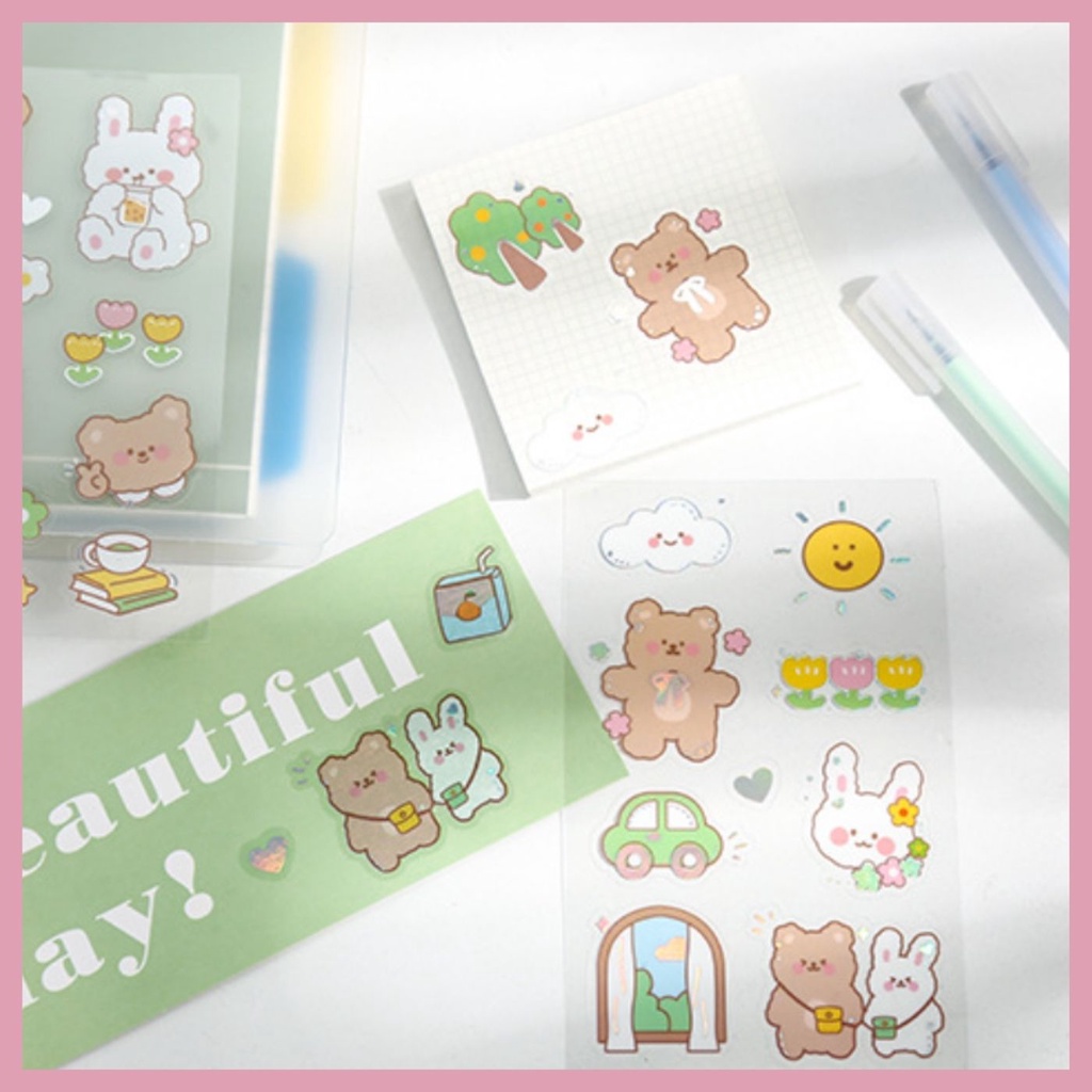 TÚI STICKER NHÃN DÁN GẤU THỎ SIÊU XINH