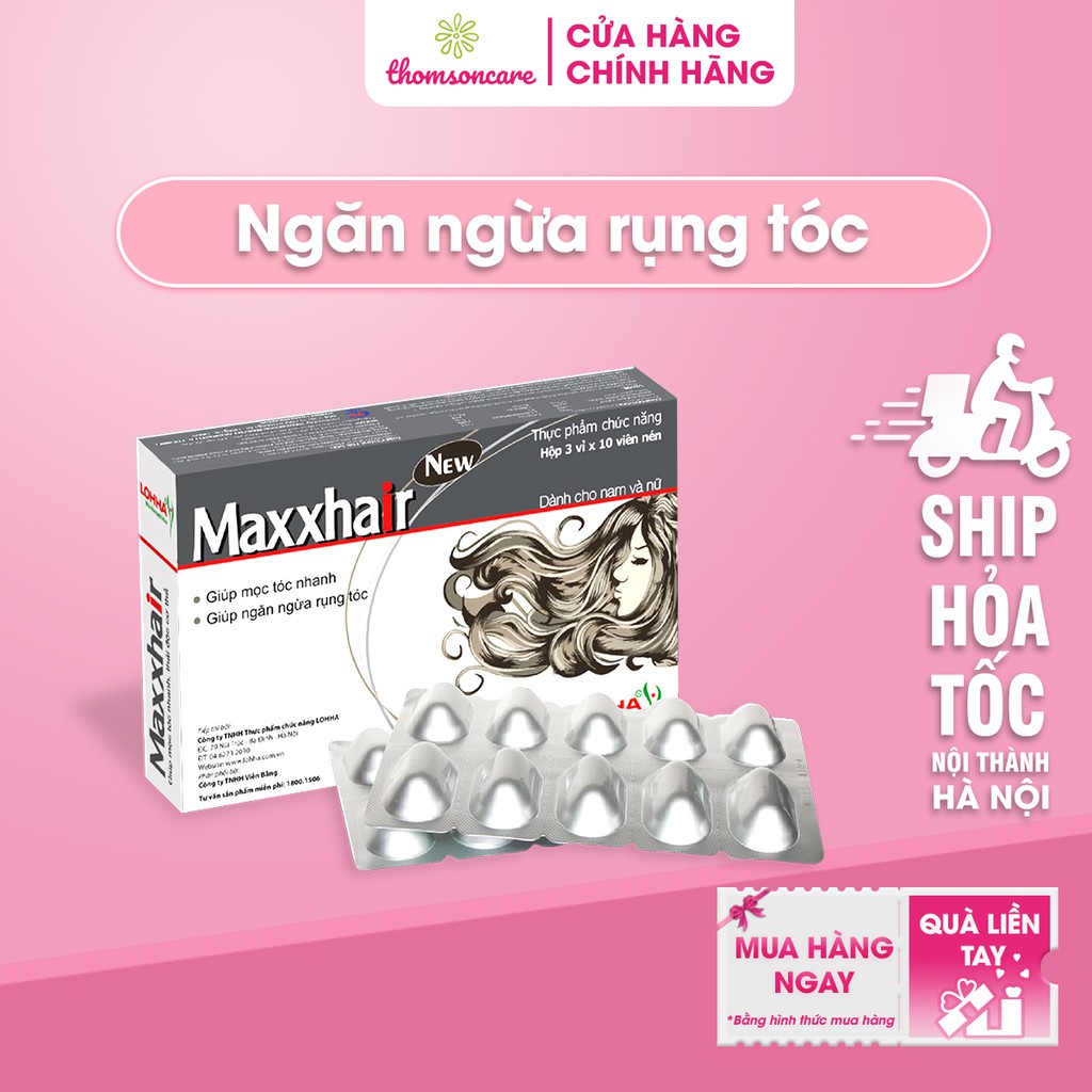 Maxxhair hỗ trợ giảm rụng tóc - Mua 6 tặng 1 bằng tem tích điểm Maxhair