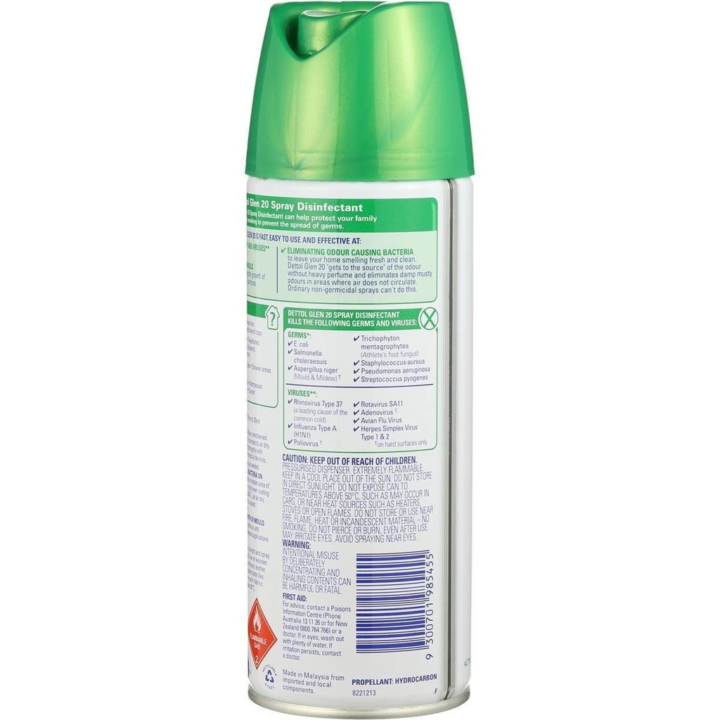 Bình Xịt Diệt Khuẩn và Virus Dettol Glen 20 Spray Disinfectant 300g | BigBuy360 - bigbuy360.vn