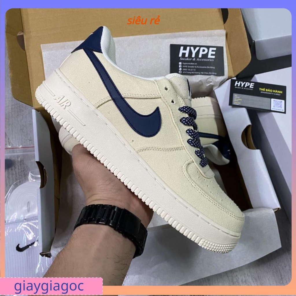 Giày AF1 🌹giaygiagoc🌹CANVAS NAVY, Giày air force 1 Vải Canvas Sữa Non móc xanh Navy Hàng Đẳng Cấp [Fullbox - Sẵn hàng]