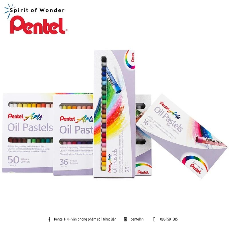 Sáp Màu Dầu Pentel Oil Pastel 16 màu PHN-16 | Màu Sắc Tươi Sáng | An Toàn Không Độc Hại