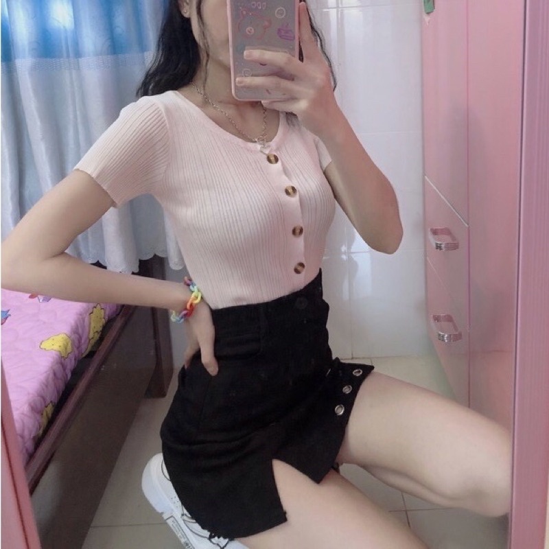 Áo len kiểu croptop (hình thật)