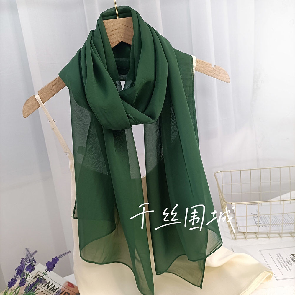 Khăn Quàng Cổ Bằng Lụa Mềm Mỏng Dáng Vuông Màu Trơn Thanh Lịch Cho Nữ