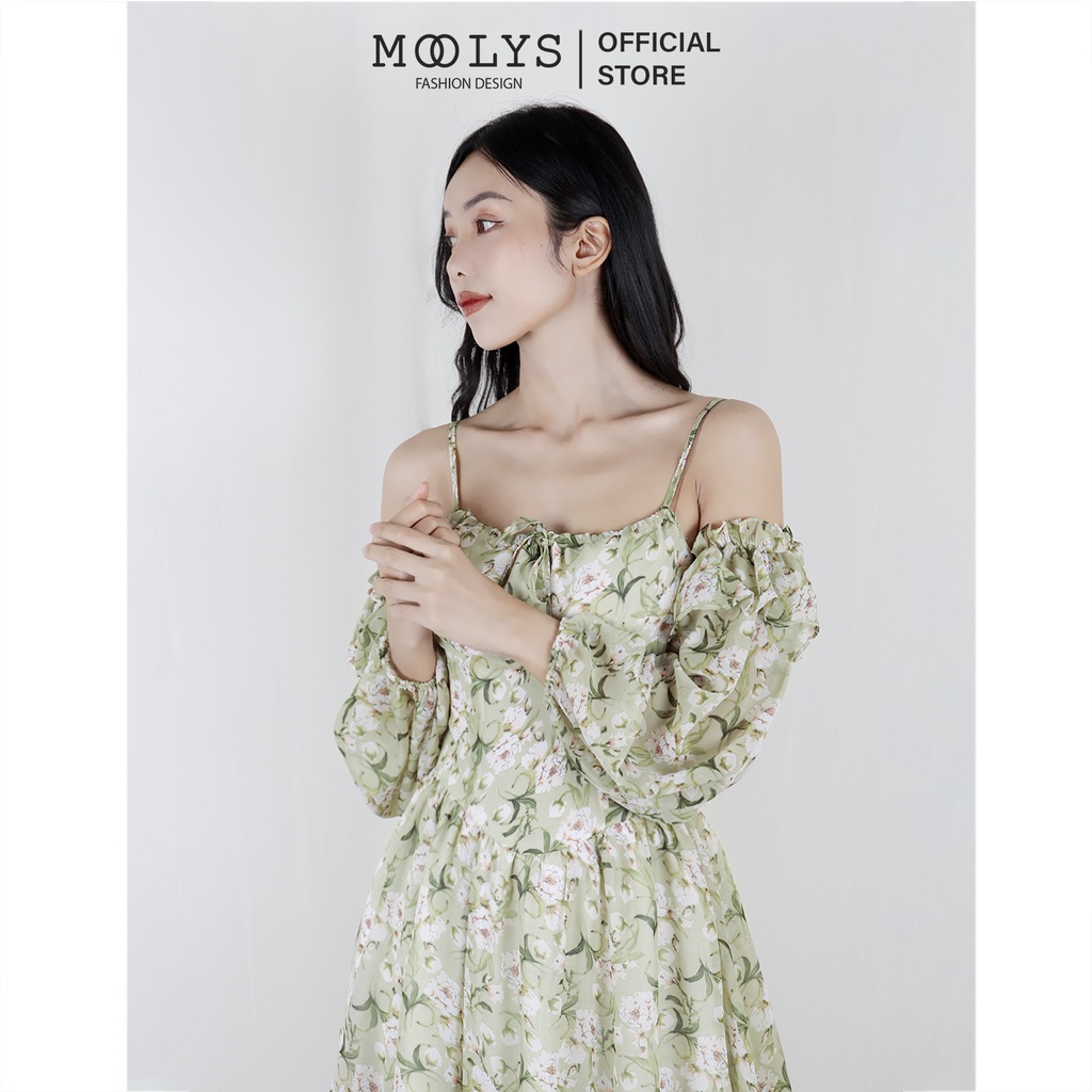 Đầm hoa dài tiểu thư dễ thương Moolys MD009