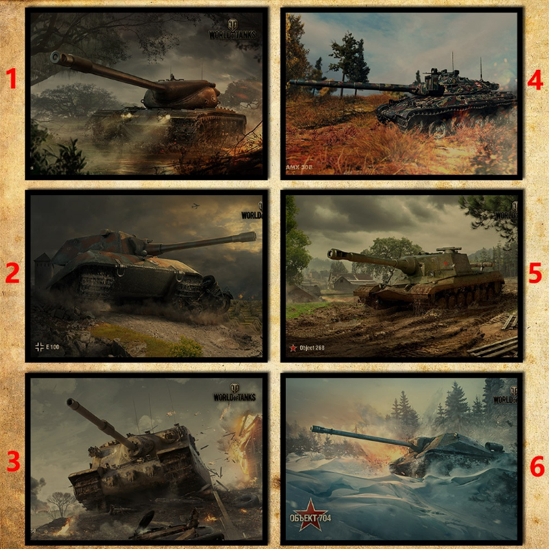 Áp phích dán tường trang trí hình game online world of tanks kiểu retro cổ điển