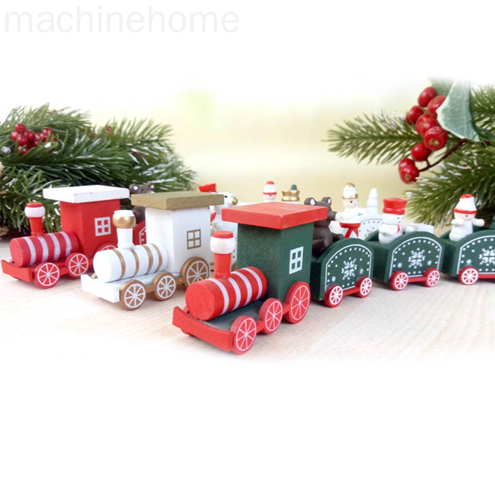 Christmas Wooden Train Farmhouse Rustic Kids Gift Decorations Vintage Handmade Decorative Crafts machinehome