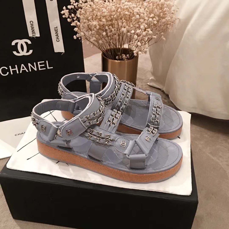 Sandal đế dày 𝘾𝙝𝙖𝙣𝙚𝙡 CN da thật cao cấp