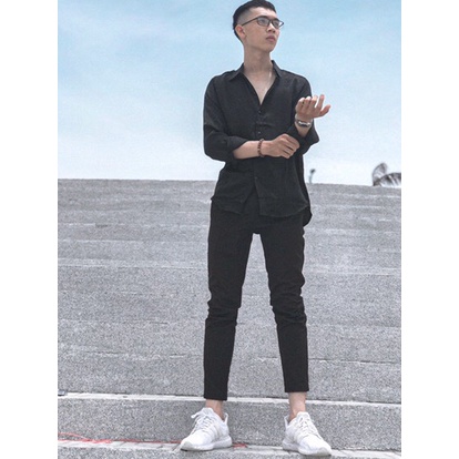 áo sơ mi nam trơn dài tay vải lụa cao cấp S61