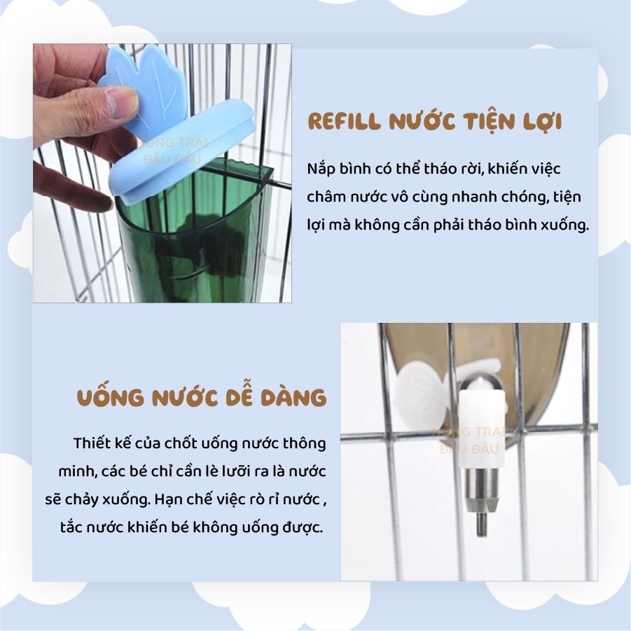 Bình Nước Cho Bọ Ú, Thỏ, Chinchilla, Hamster Kiểu Dáng Cà Rốt 500ml