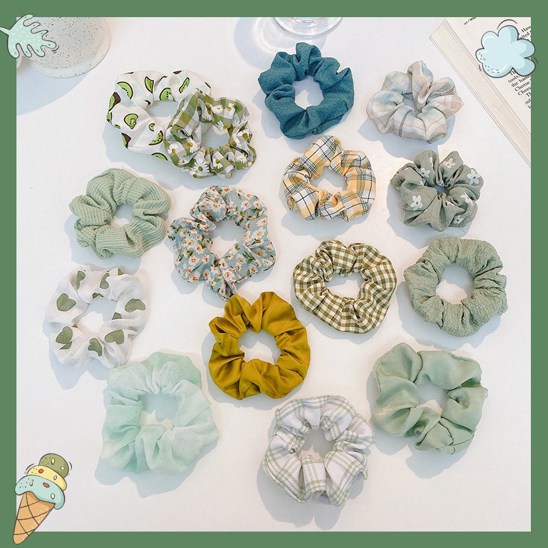 Dây Cột Tóc Màu Xanh Lá Cây Đơn Giản Dễ Thương