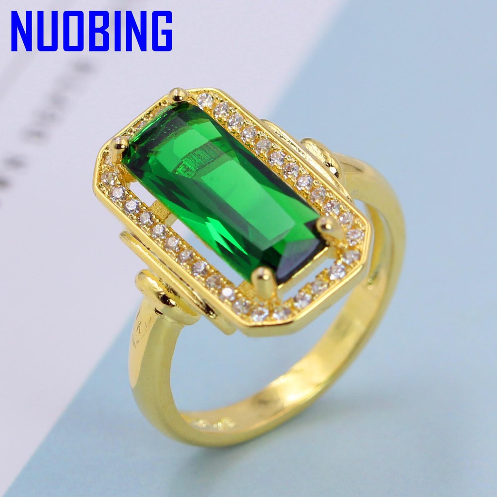 14K Gold Green Emerald Agate Rings Anillos De Turquoise Diamond Bague Or Jaune Bizuteria Gemstone Peridot Ring Bijoux Femme Anel|Rings|