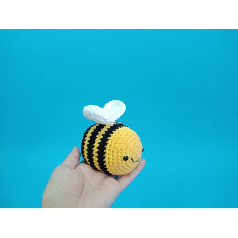 Móc khoá con ong- Móc khoá len - Con ong bằng len- Móc khoá hanmade- Bee key ring