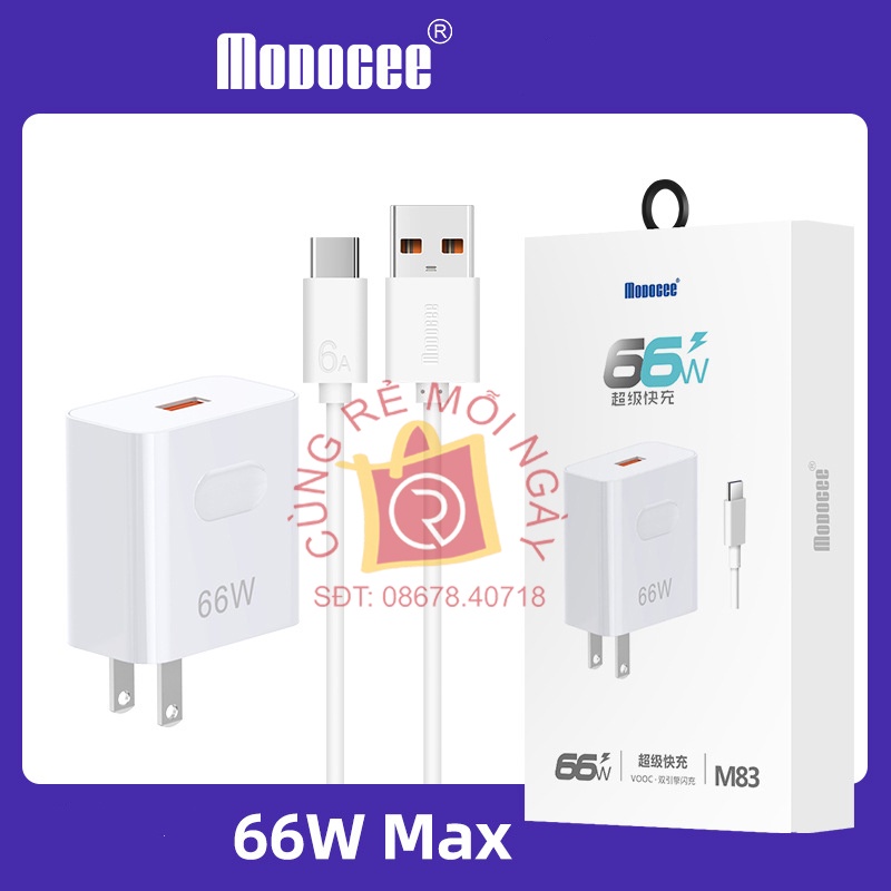 Bộ sạc cáp dữ liệu sạc nhanh 66W Type-C - sạc đầy đủ giao thức công suất cao