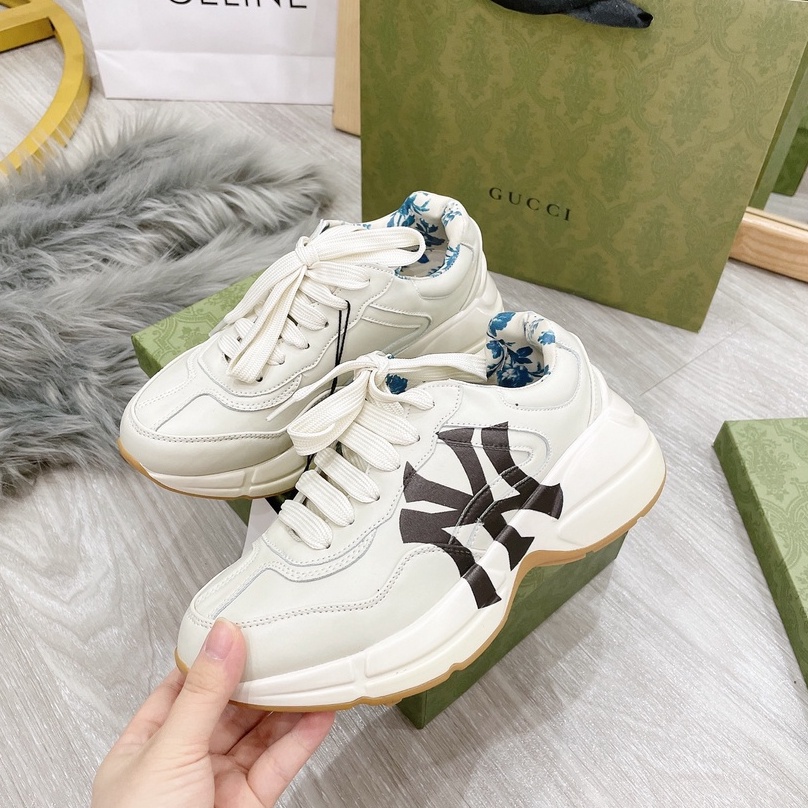 Giày thể thao sneaker Gucci rhyton đế cao hộp xanh, dành cho nam nữ (tặng box bảo vệ)