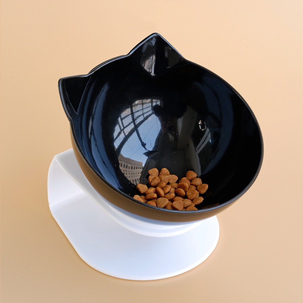 Bát Ăn Đôi Chống Gù Cho Mèo Chó Nhỏ Con Bằng Nhựa Cứng - BomPet