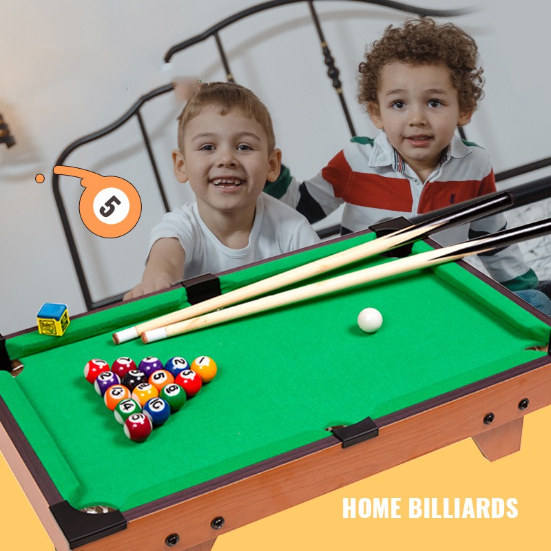 Bàn Bi-a Mini Bằng Gỗ - Cỡ Lớn 51cm, Có Chân Đứng - Đầy Đủ Bóng, Gậy, Tẩy - Mặt Bàn Nỉ