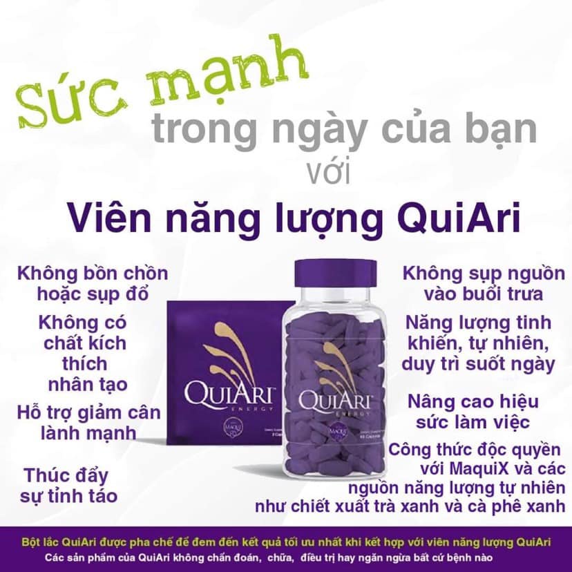Bộ Quiari giảm cân gồm bột Quiari Shake 950g và một lọ Quiari Energy 60 viên
