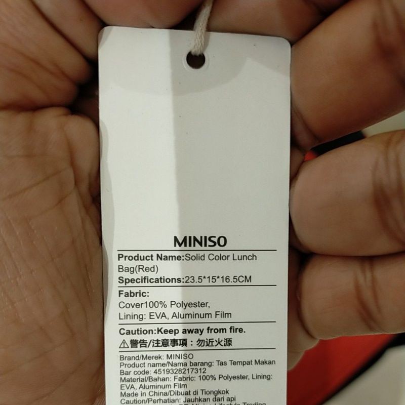 Miniso Túi Đựng Hộp Cơm Trưa Màu Trơn Thiết Kế Đơn Giản Tiện Dụng