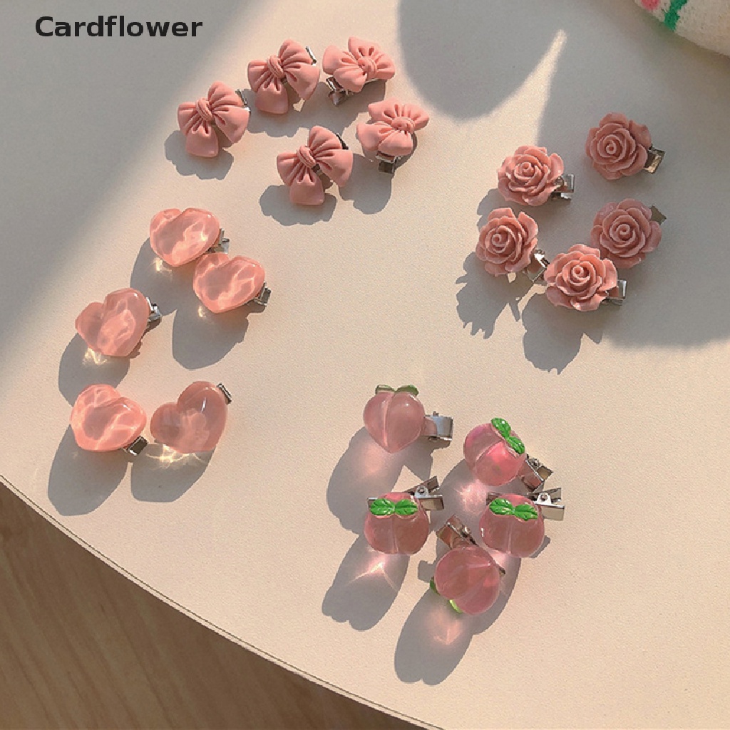 Bộ 5 Kẹp Tóc Trong Suốt Hình Hoa Hồng / Bướm / Hoa Hồng Ngọt Ngào Cho Nữ