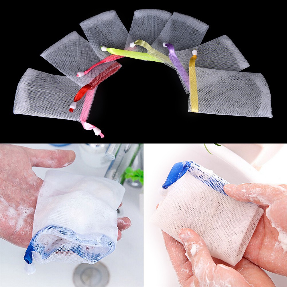 Set 5 Túi Lưới Tạo Bọt Xà Phòng Rửa Mặt Tiết Kiệm Không Gian