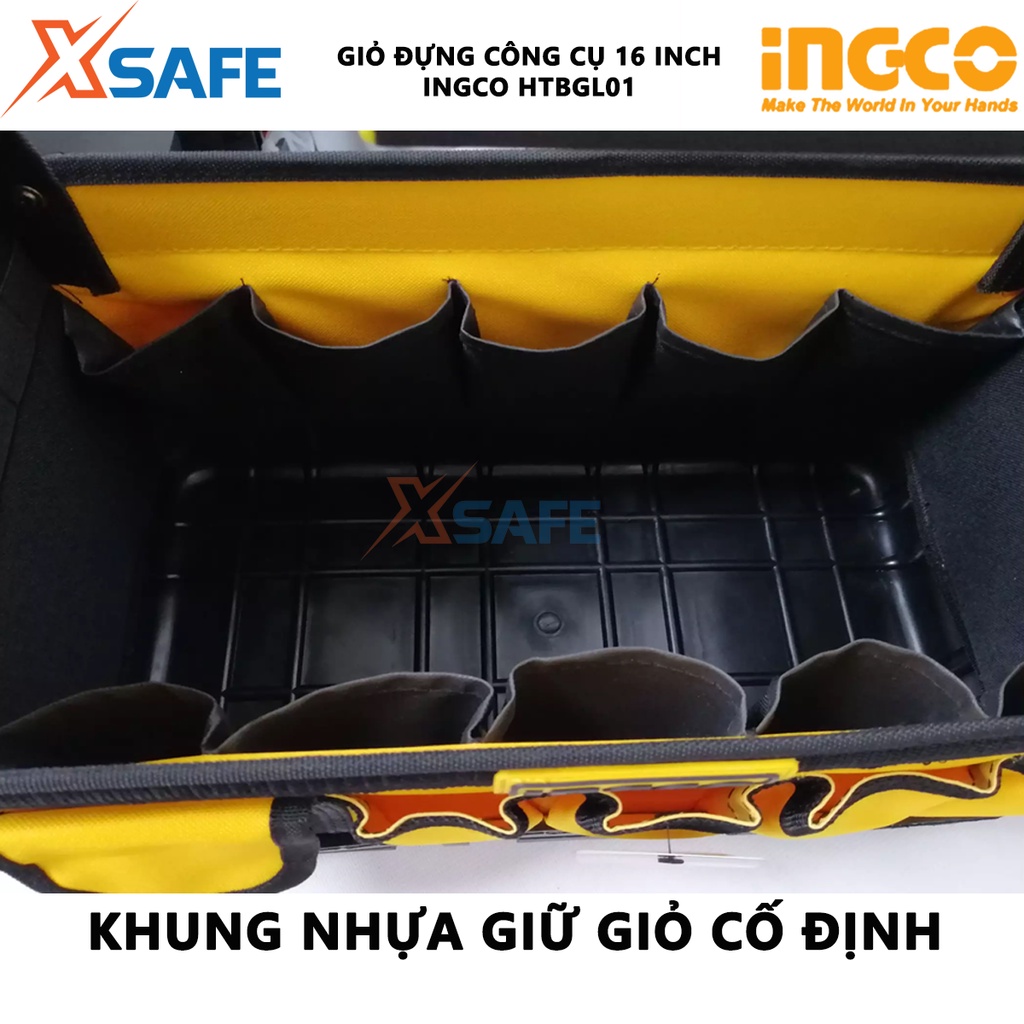 Giỏ đựng công cụ INGCO HTBGL01 Túi đồ nghề kích thước 16 inch, 21 túi đựng công cụ chất liệu polyester 600D - Chính hãng