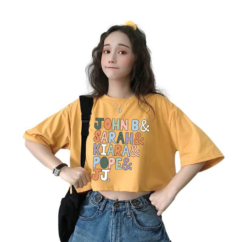 Áo Thun Crotop Form Rộng Tay Ngắn In Chữ JONH SARAH KIARA POPE Ulzzang Style Hàn Quốc TTT0137