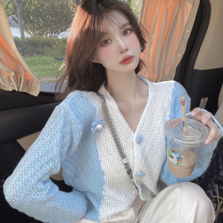 Áo Khoác Cardigan Dệt Kim Cổ Chữ V Dáng Rộng Thời Trang Mùa Thu 2022
