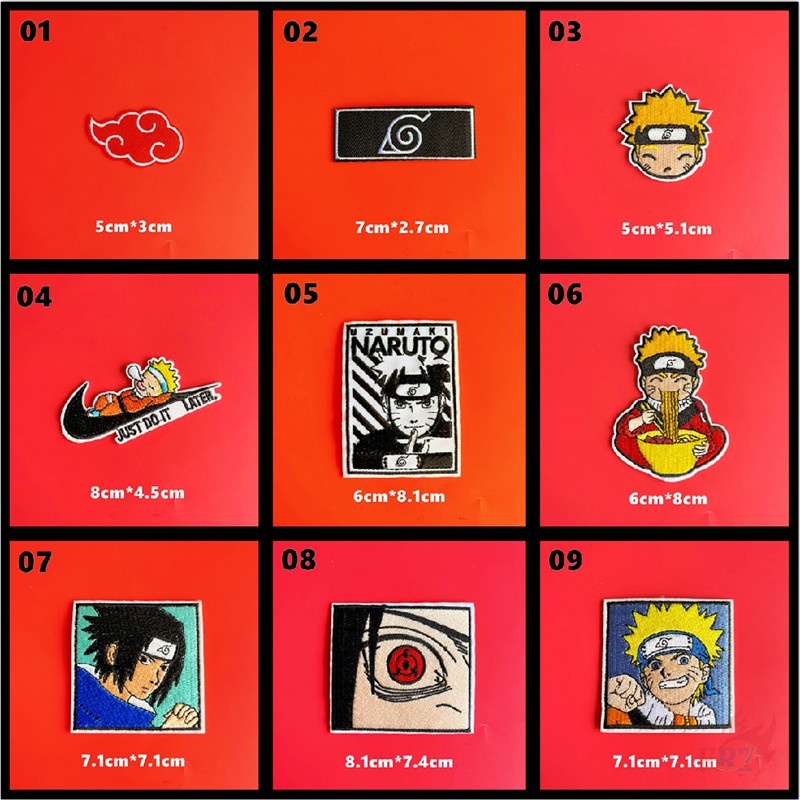 ☸ Miếng Dán Ủi Thêu Hình Naruto Độc Đáo ☸ 1 Sticker Ủi Thêu Hình Sasuke Akatsuki Sharingan