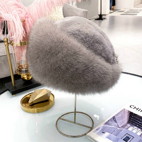 Nón Lông Cáo Nhân Tạo Dày Dặn Giữ Ấm Mùa Đông Phong Cách Nga Cho Nữ