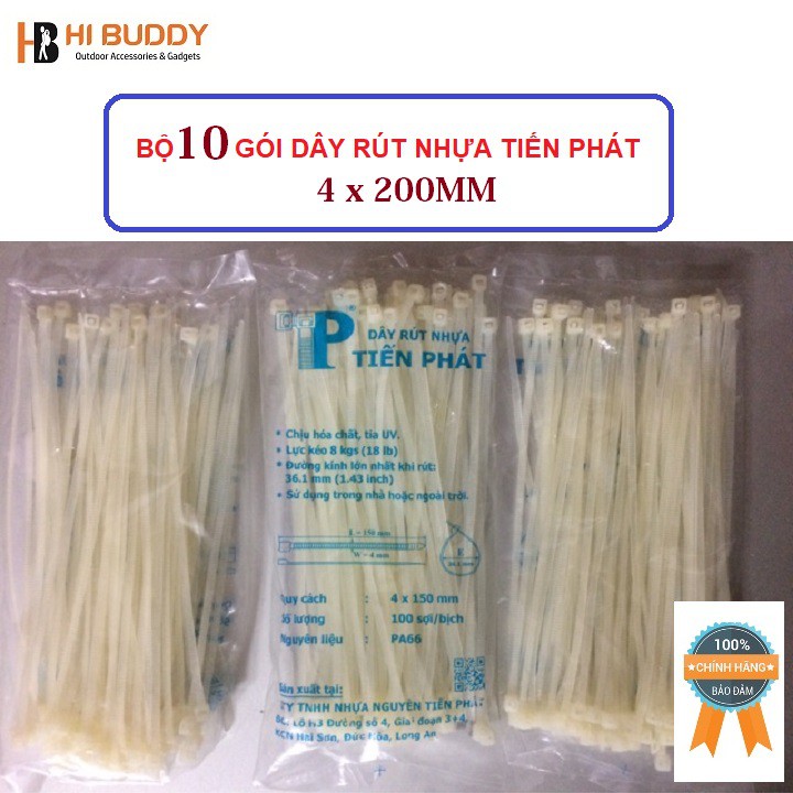 Bộ 20 gói dây rút nhựa 2 tấc Tiến Phát 4 x 200mm