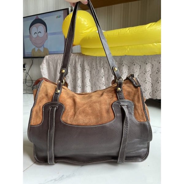 Lc142 Túi si đeo vai da bò phối da lộn của Ý Gillian