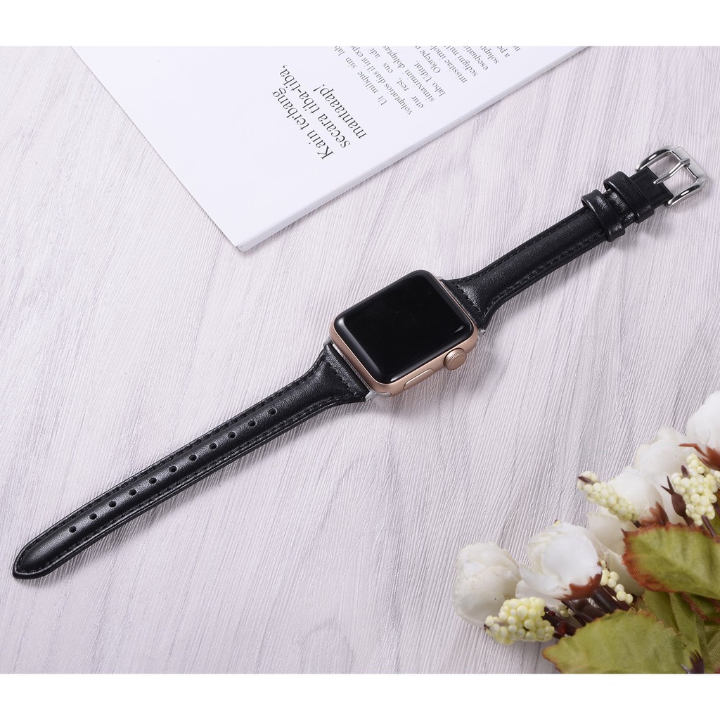 Dây Đeo Bằng Da Phong Cách Vintage Cho Đồng Hồ Thông Minh Apple Watch 38Mm / 42Mm /40mm/44mm3 / 2 / 1