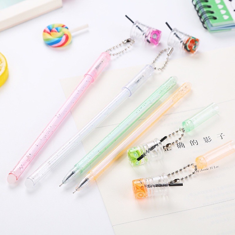Bút bi nước móc cốc nước mực xanh - tím