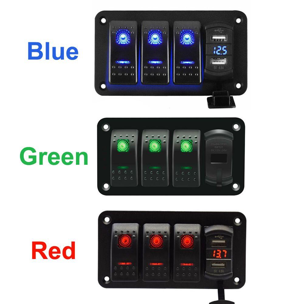 Cầu Dao Kỹ Thuật Số Cổng USB Kép 12V / 24V DIY Cho Xe Hơi