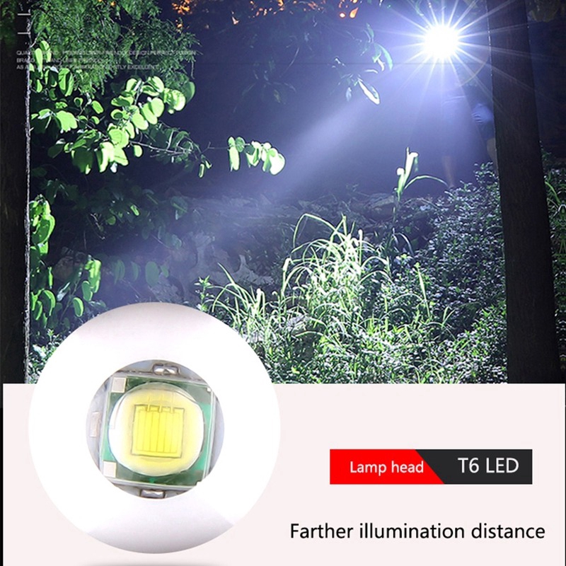 Đèn LED 3000LM T6 Đèn Pin USB Có Thể Sạc Lại Không Thấm Nước Có Thể Phóng To Pin Tích Hợp