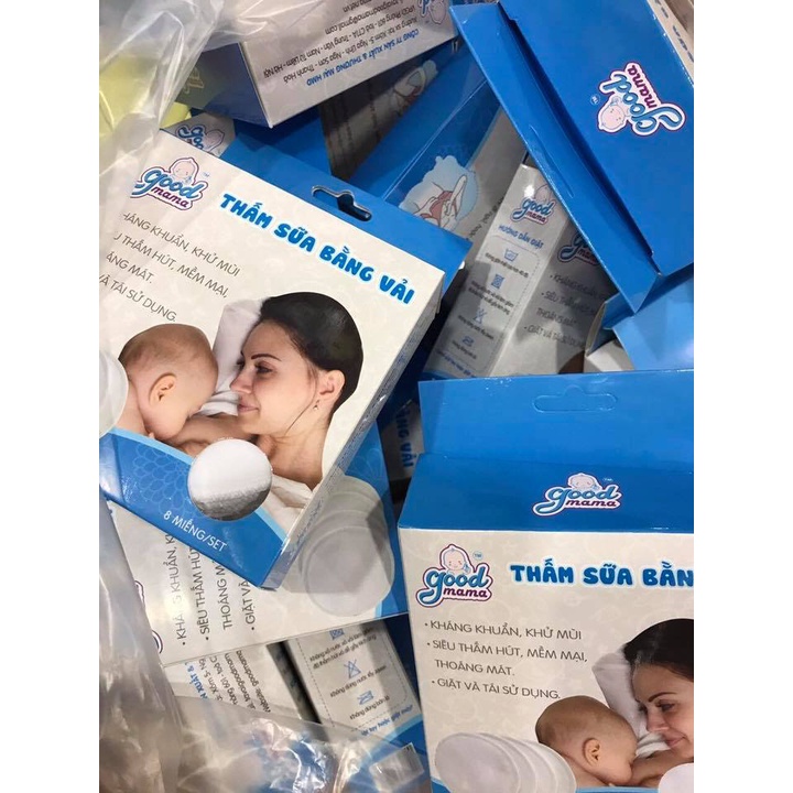 Hộp 8 Miếng Lót Thấm Sữa Bằng Vải Dùng Nhiều Lần Good MaMa