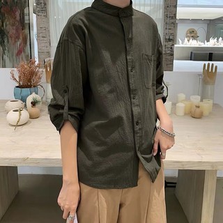 Áo sơmi đũi cổ trụ