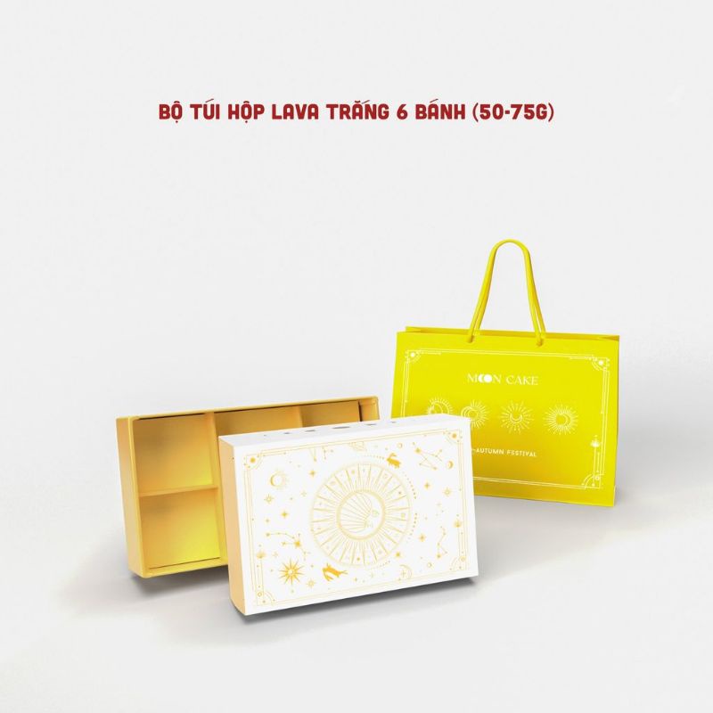 Bộ túi hộp 6 bánh trung thu 50-75gr Singapore cao cấp