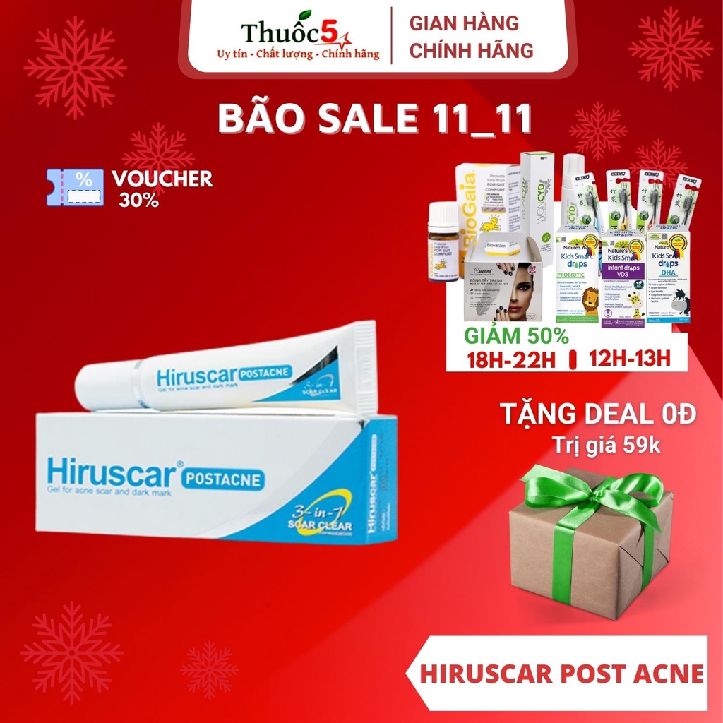 [GIÁ GỐC] Hiruscar Post Acne – Gel làm mờ thâm mụn - Tuýp 10g