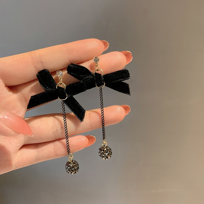 MOCHASHUĐôi khuyên tai dáng dài họa tiết chiếc nơ phong cách vintage thời trang cho nữ