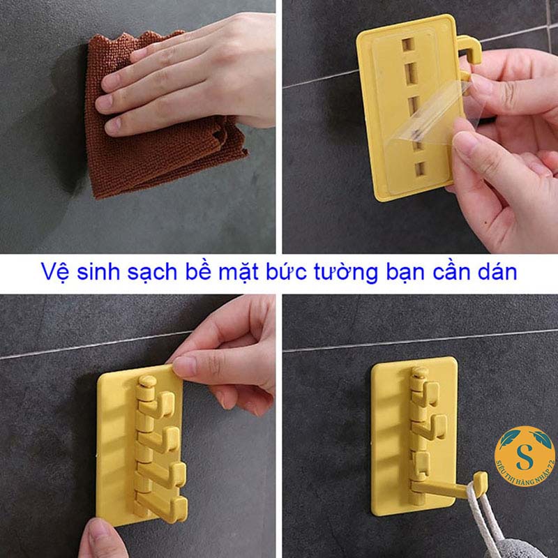 Móc Treo Đồ Dán Tường Đa Năng 4 Chấu Hình Cây Thông - Treo Chìa Khóa, Vật Dụng, [MÓC 4 CHẤU CÂY THÔNG]