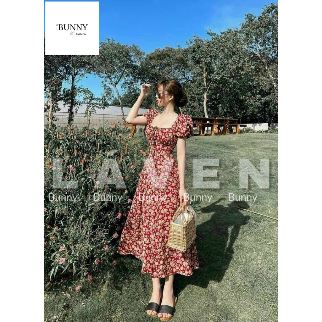 Đầm xẻ tà nhún ngực from dài ( có mút ) freesize một màu như hình