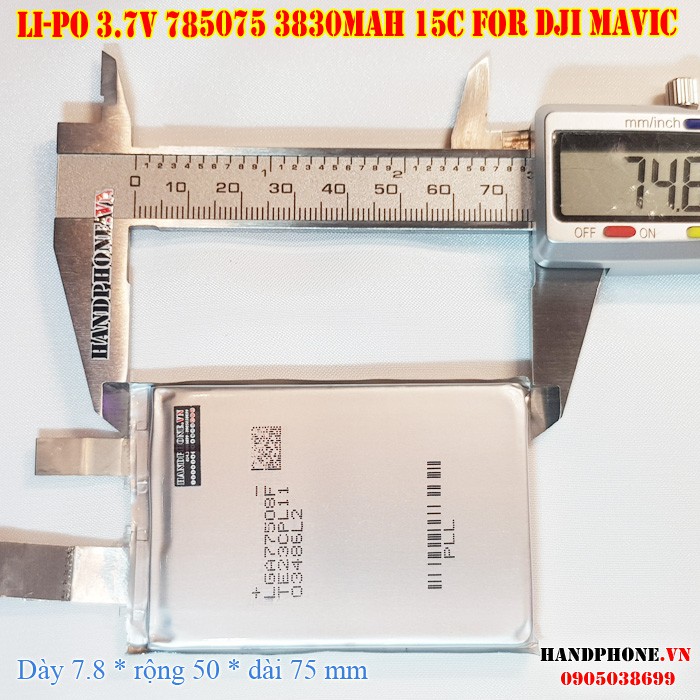 Pin Li-Po 3.7V 785075 3830mAh Dòng xả cao 15C (Lithium Polymer) thay thế cho DJI Mavic Flycam-máy bay điều khiển RC | BigBuy360 - bigbuy360.vn