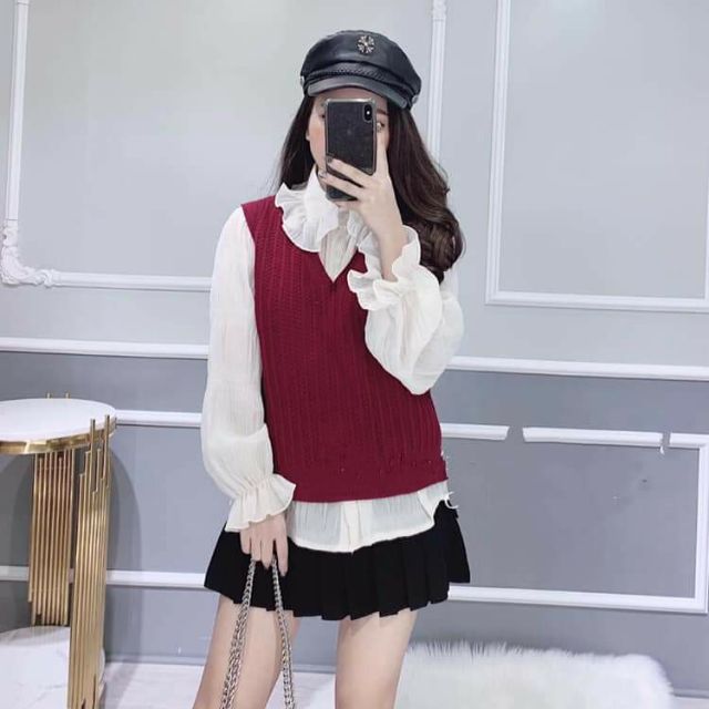 Bán sỉ set áo voan bèo pha gile len