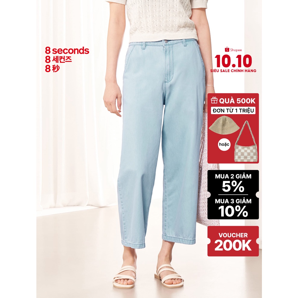 Quần Jeans dài nữ 8seconds màu xanh - 322521LP1Q